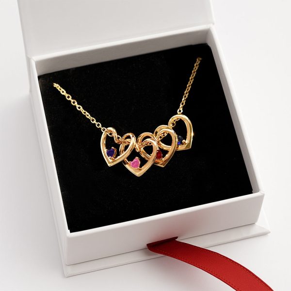 Custom Birthstone Hearts Necklace