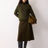 Wool Blend Cocoon Turtle Neck Jumper | Khaki