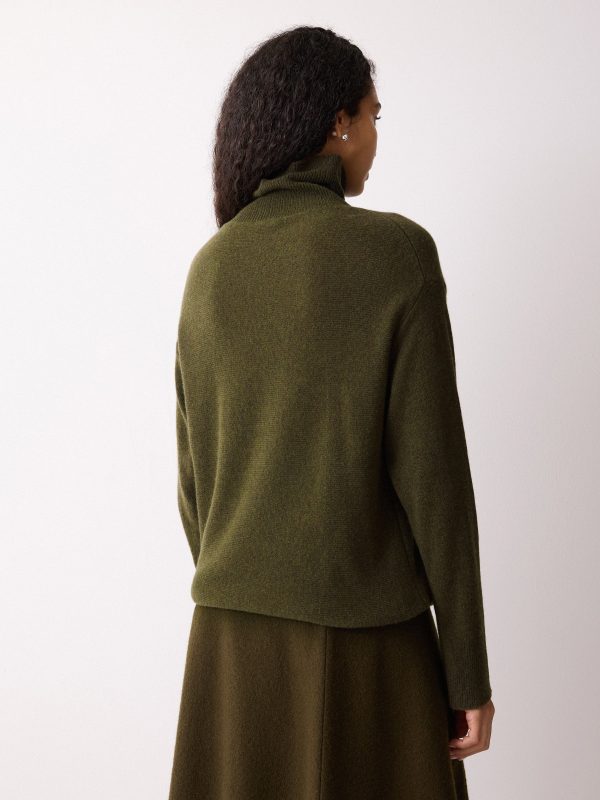 Wool Blend Cocoon Turtle Neck Jumper | Khaki