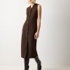 V Neck Long Waistcoat Dress | Brown