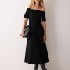 Off Shoulder Crepe Dress | Black