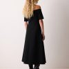Off Shoulder Crepe Dress | Black