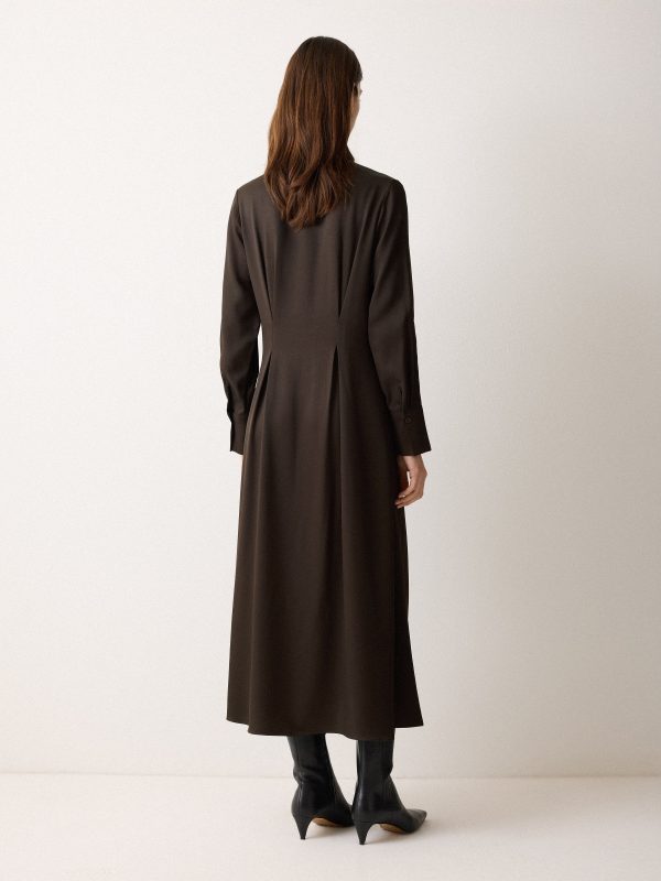 Relaxed Drape Shirt Dress | Brown
