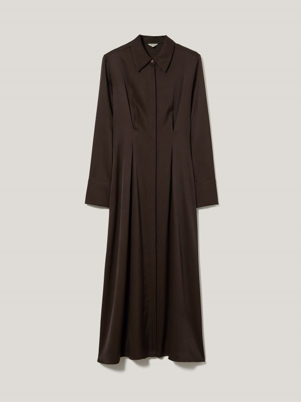 Relaxed Drape Shirt Dress | Brown