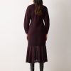 Sheer Panel Knit Dress | Burgundy
