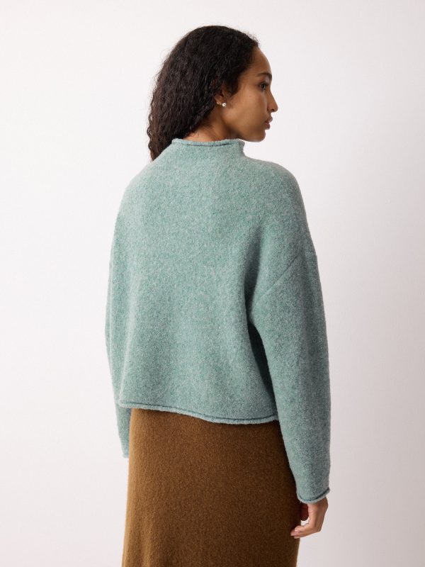 Fleecy Knit Crop Jumper | Blue