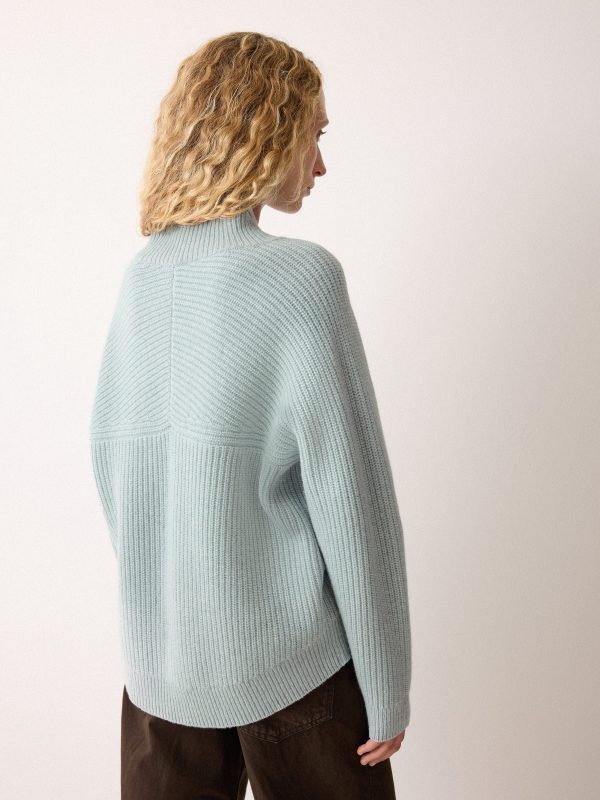 Fishermans Rib Cocoon Jumper | Blue
