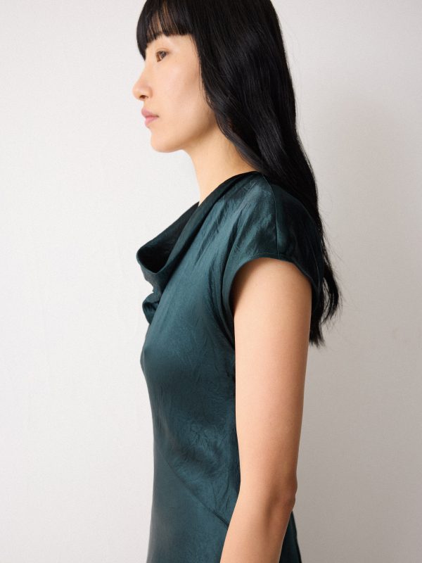 Textured Cowl Neck Dress | Green