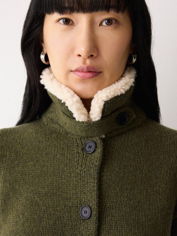 Sherpa Collar Cardigan | Khaki