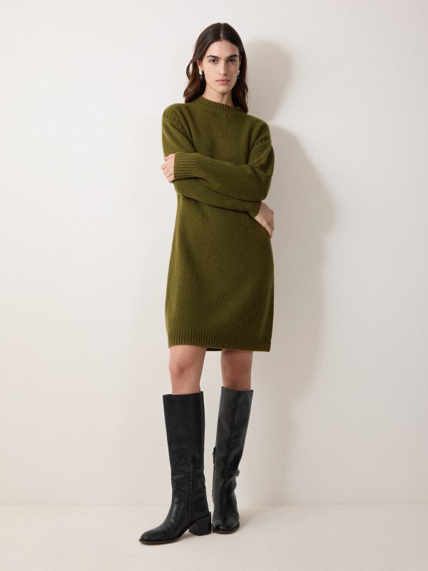 Knitted Mini Jumper Dress | Green
