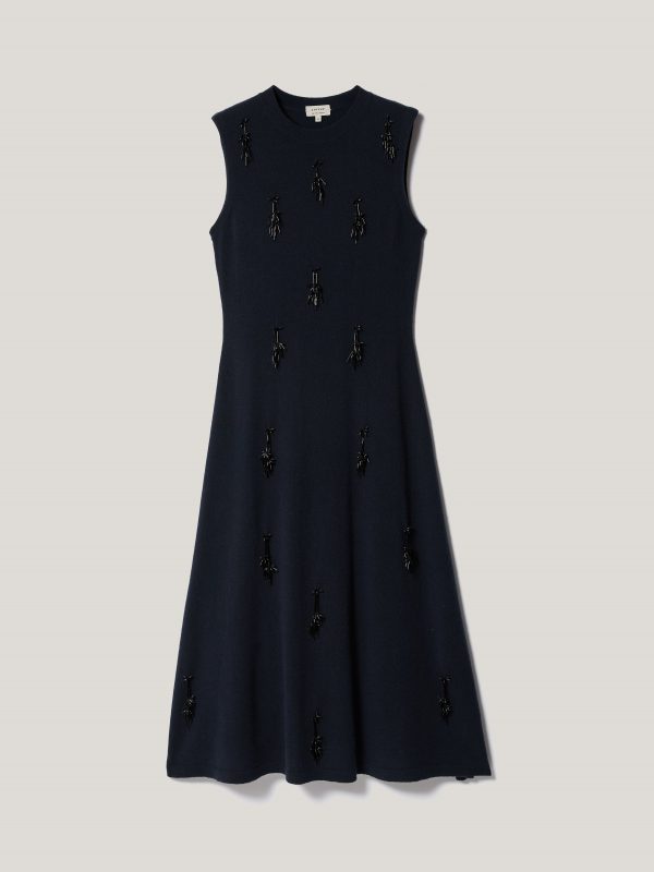 Embellished Knitted Dress | Navy