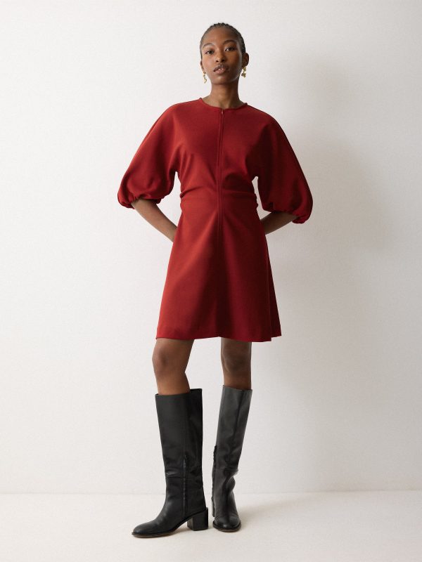 Stretch Crepe Mini Dress | Red