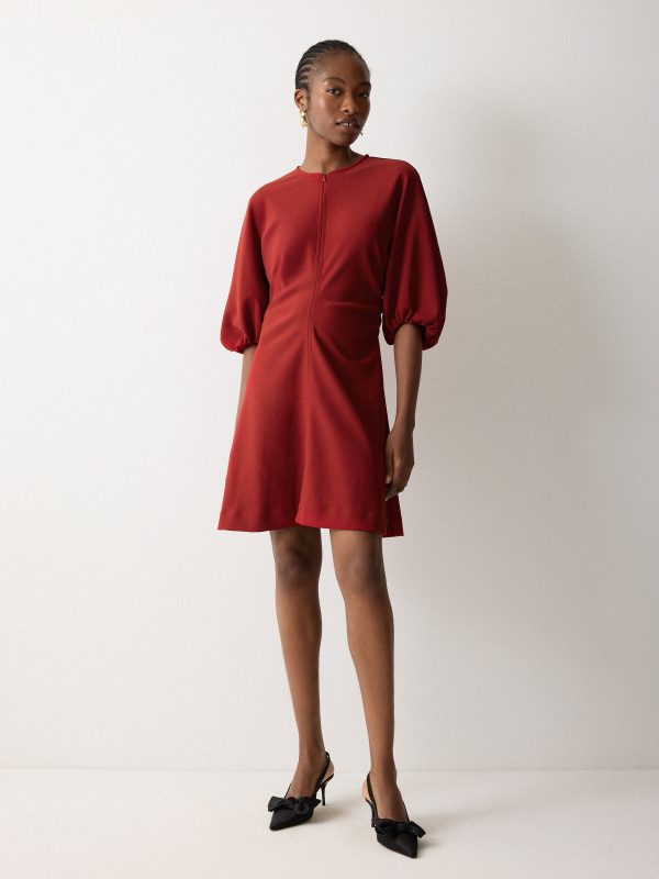 Stretch Crepe Mini Dress | Red