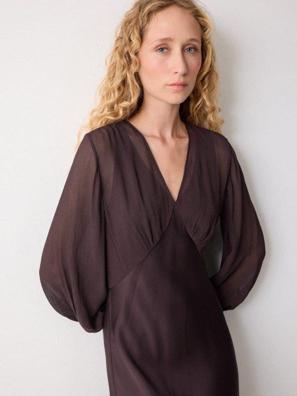 Long Sleeve Bias Dress | Purple