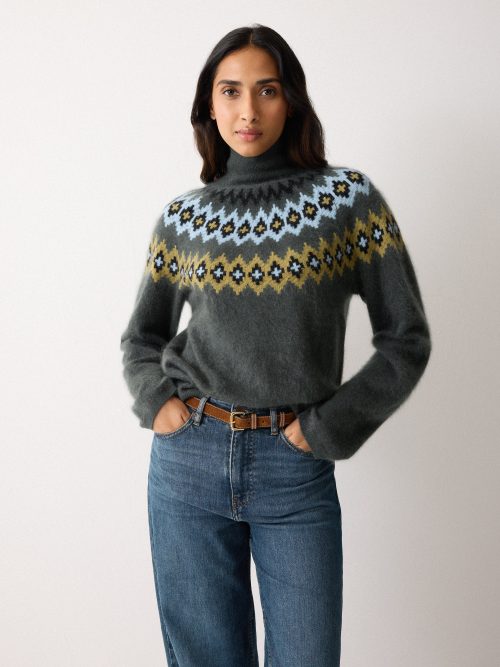 Halo Cashmere Fairisle Jumper | Green