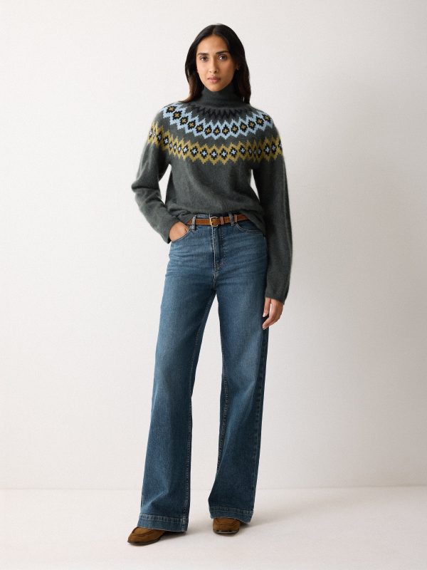 Halo Cashmere Fairisle Jumper | Green