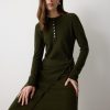 Merino Cashmere Tie Dress | Khaki