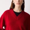 Wool Cashmere Blend V Neck Jumper | Red