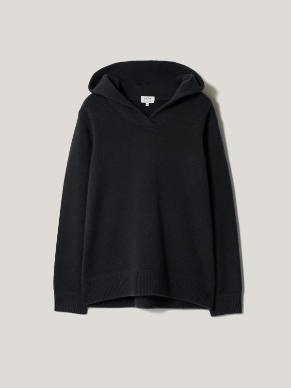 Wool Blend Hooded Jumper | Navy